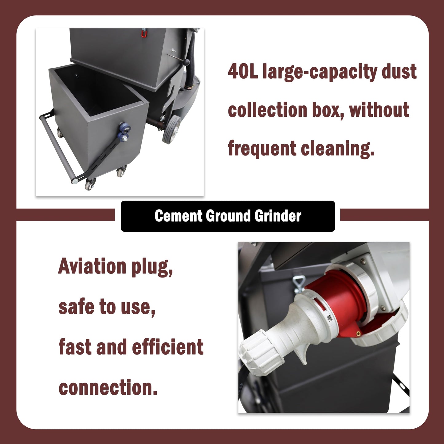 LGXEnzhuo Electric Floor Grinder Wet Dry Concrete Polisher 9 Head Hand-Push Grinding Machine for Cement Surfaces Refurbishing 40L Vacuum Dust Collector 220V 7.5kw Two Fans