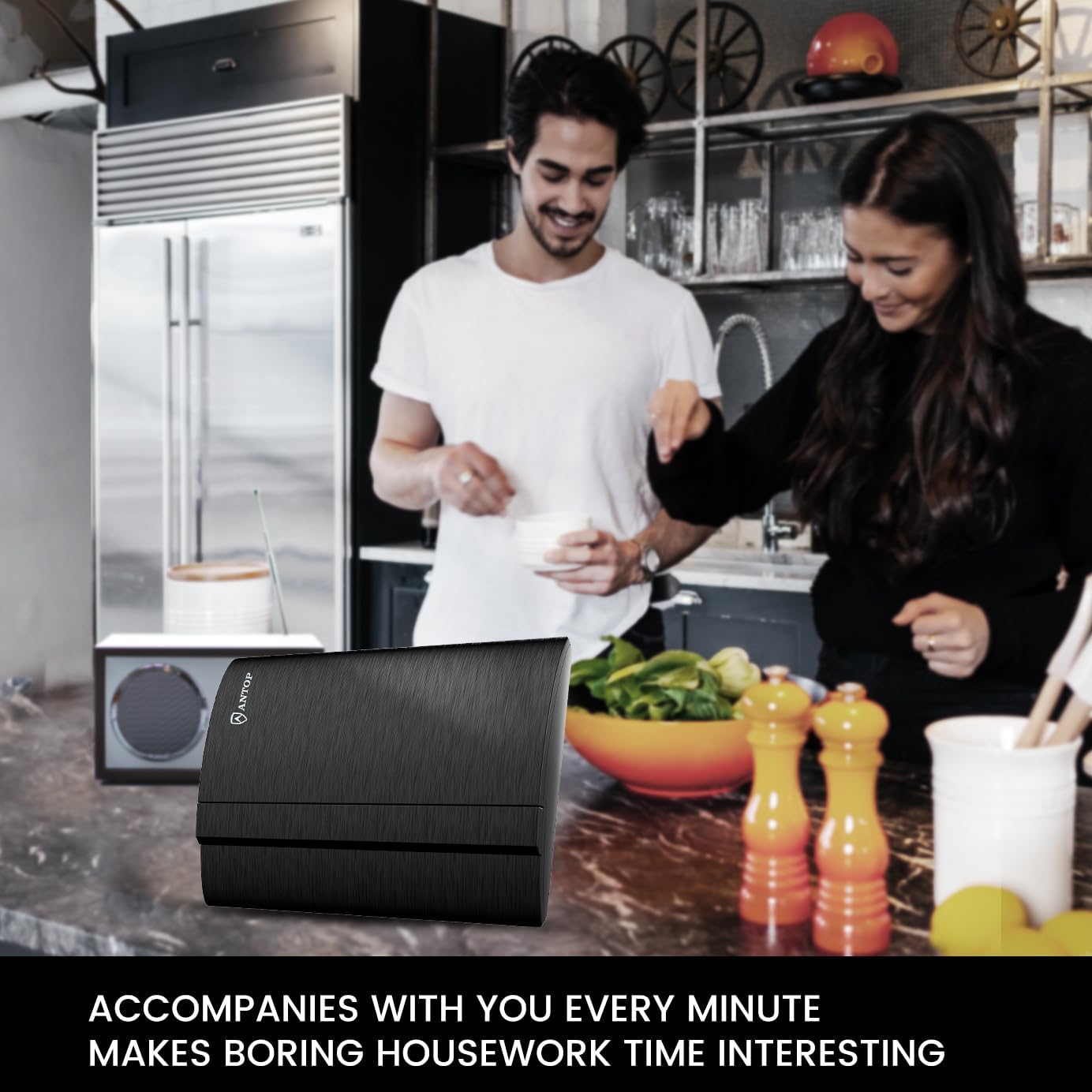 ANTOP 50 FM Antenna, Low Noise Amplified Digital AM/FM Indoor Radio Antenna, Suitable for Home Stereo Receivers, Miles