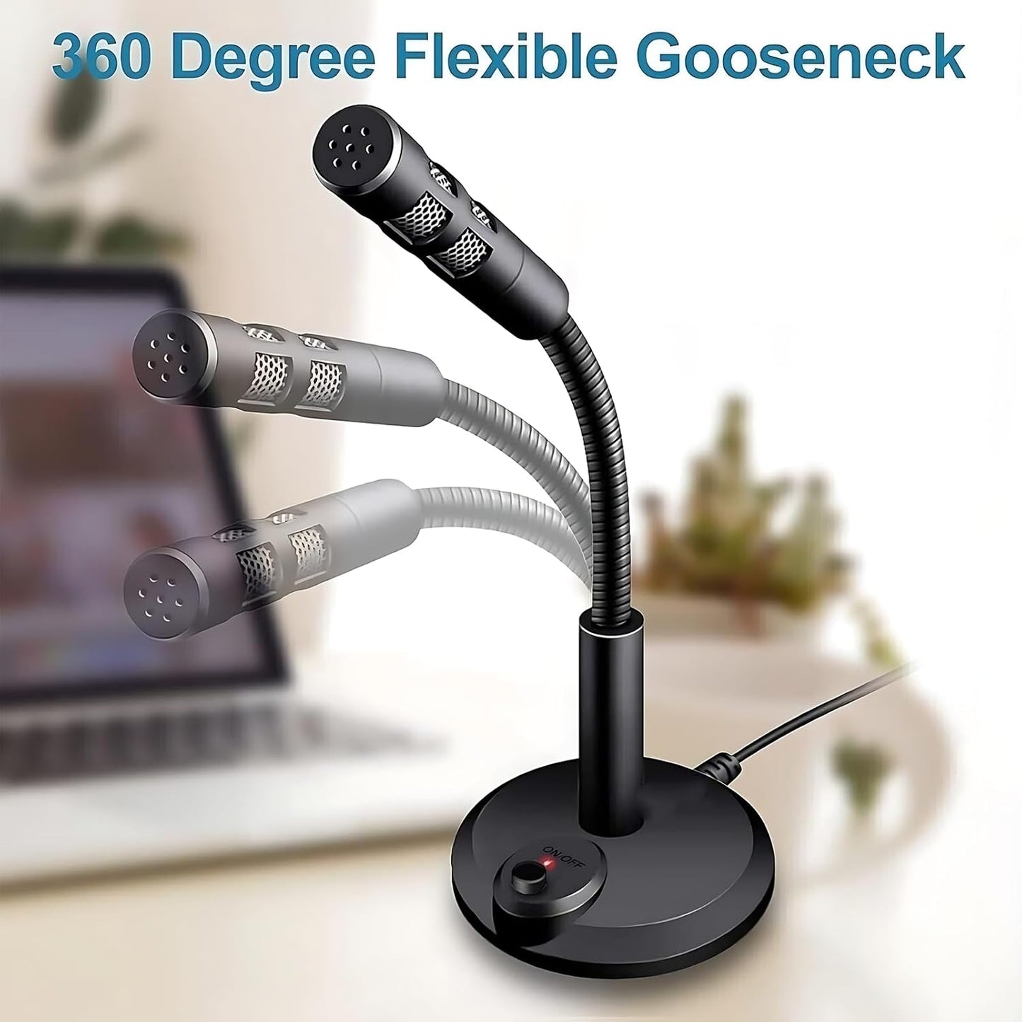 Blapsuro USB Computer Microphone,Plug and Play Desktop PC Laptop Microphone with Mute Button and LED Indicator