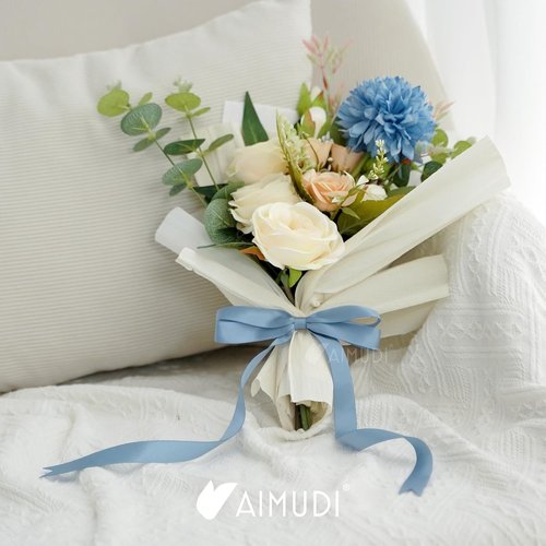 AIMUDI Satin Bows - Dusty Blue 5" x 10" Premade Ribbon Bows for Gift Wrapping & Decorations | 36 Pack