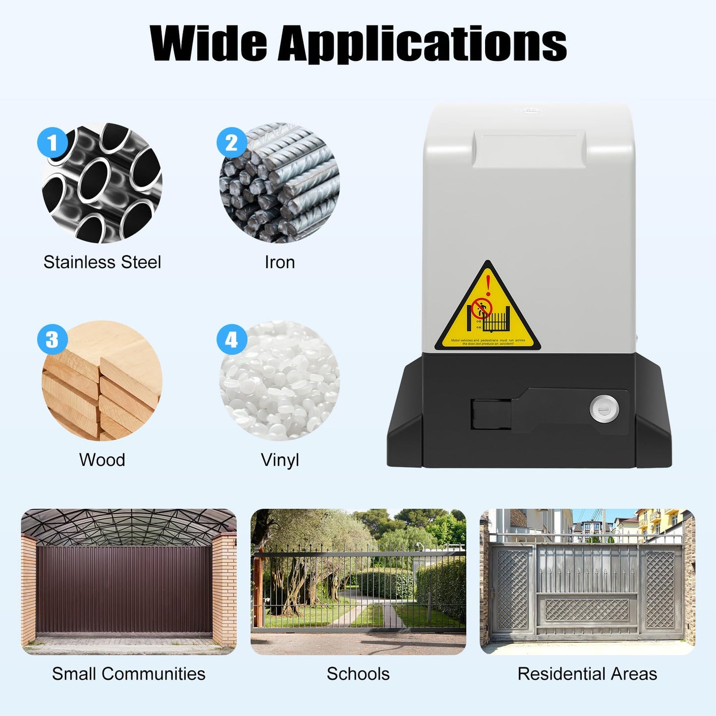 Automatic Sliding Gate Opener, 2645LBS Gate Operator Hardware Kit for Security with 2 Remote Controls & IR Sensor, Electric Rolling Driveway Slide Gate Motor for Gates up to 40ft (550W)