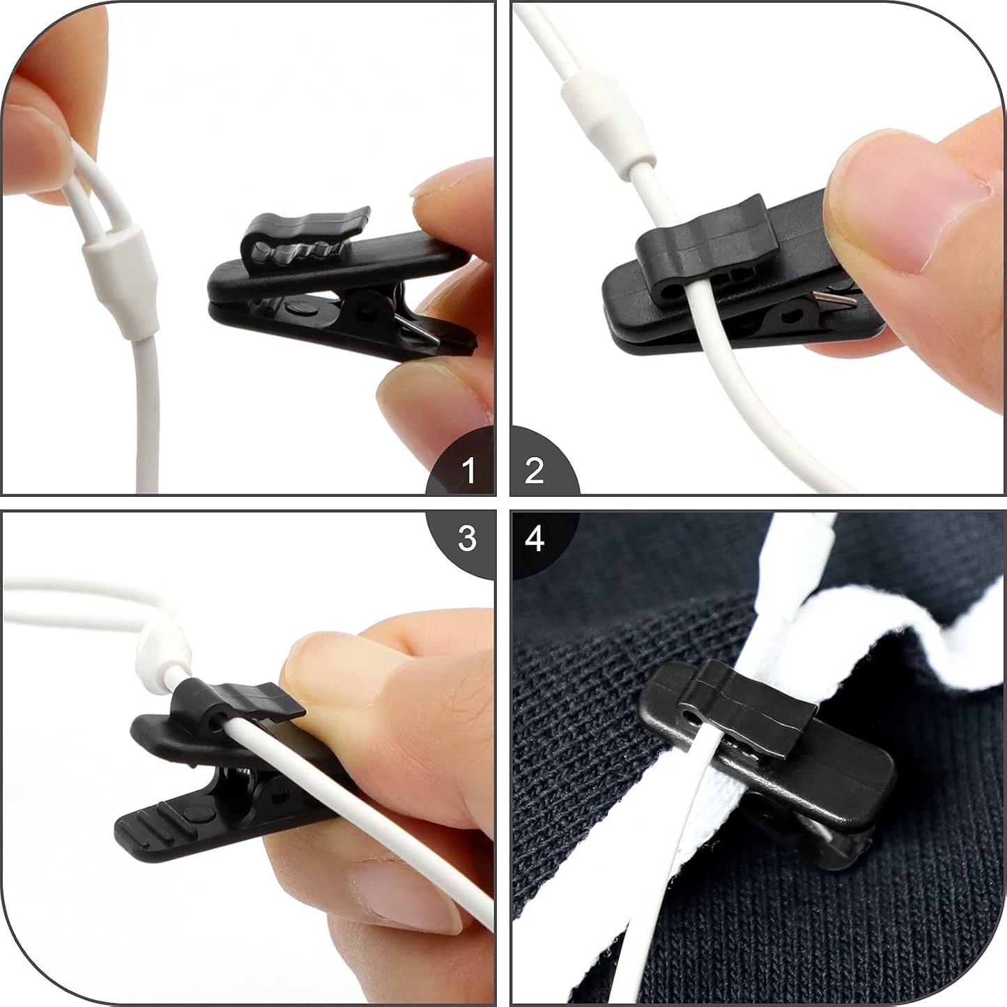 1.5mm 1 Inch Length,20Pcs MUZHI Headphone Clip,Small Cable Clothing Clips,Earbud Clip to Keep Earphone/Microphone Cord