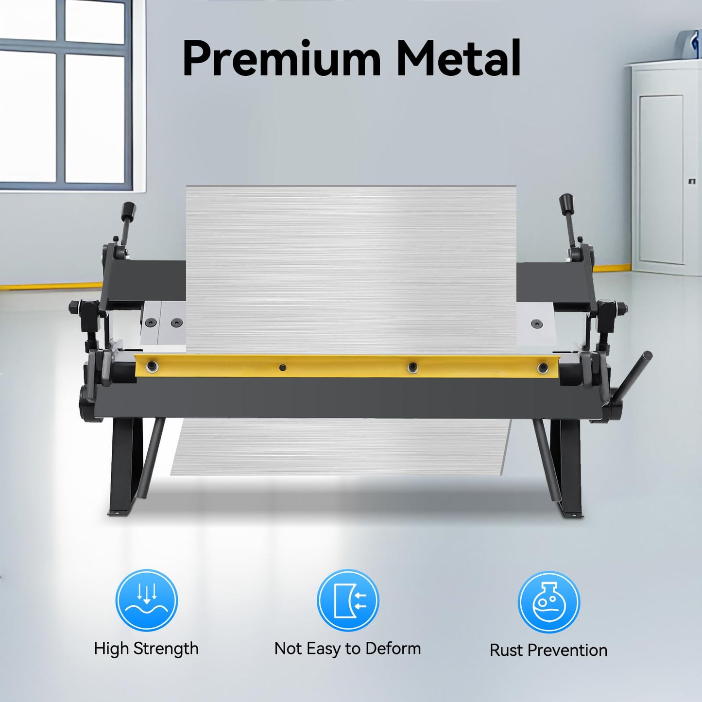 GEYOPMID Sheet Metal Brake, 24" Pan and Box Brake 0-130 Degrees Sheet Metal Brake with 5 Adjustable Fingers Portable Metal Bender with 20 Gauge Low Carbon Steel 14 Gauge Aluminum Capacity
