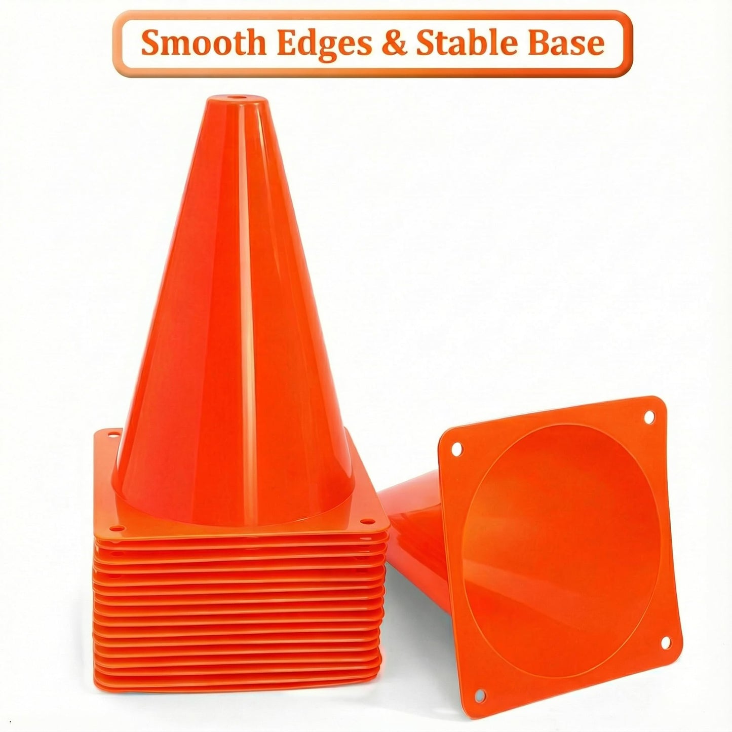 Faswin 40 Pack Plastic Training Cones, 7 Inch Plastic Soccer Cones, Agility Marker Cone Traffic Cone for Basketball, Football, Skating Drills Practice, Indoor and Outdoor Games
