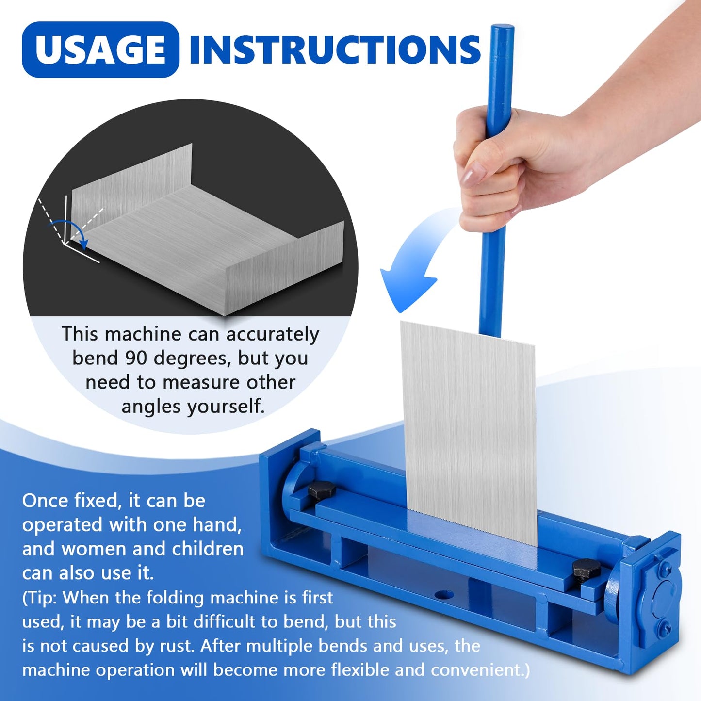 MXBAOHENG 7.87'' Steel Bending Brake, 0-90 Degrees Manual Sheet Metal Bender, Mini Brake Bender, Metal Bending Tool for Thin Iron, Stainless Steel, Aluminum, Copper Plates (200mm)