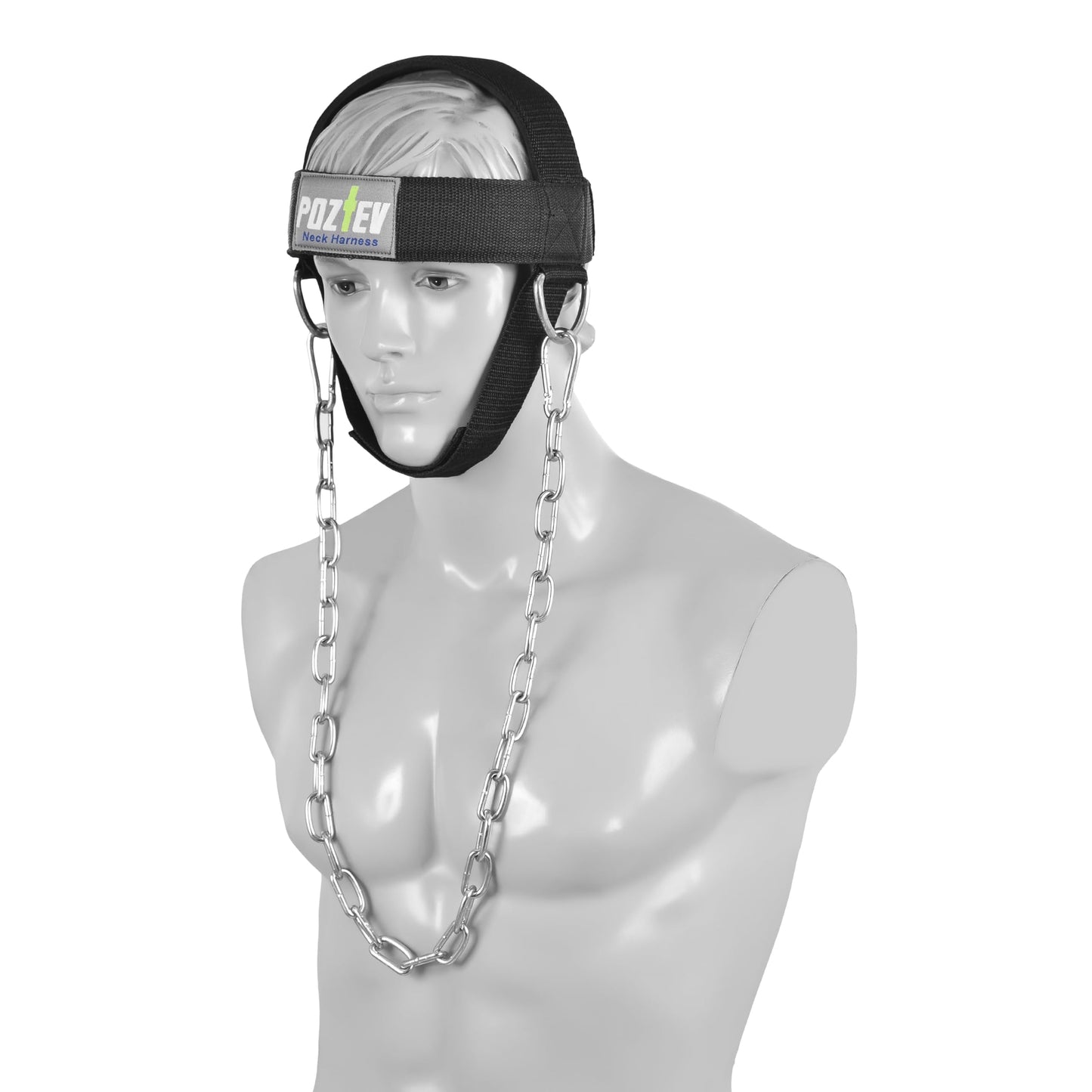 POZTEV Neck Harness with Heavy-Duty Chain - Adjustable Head and Chin Straps for Neck Strength and Pain Relief
