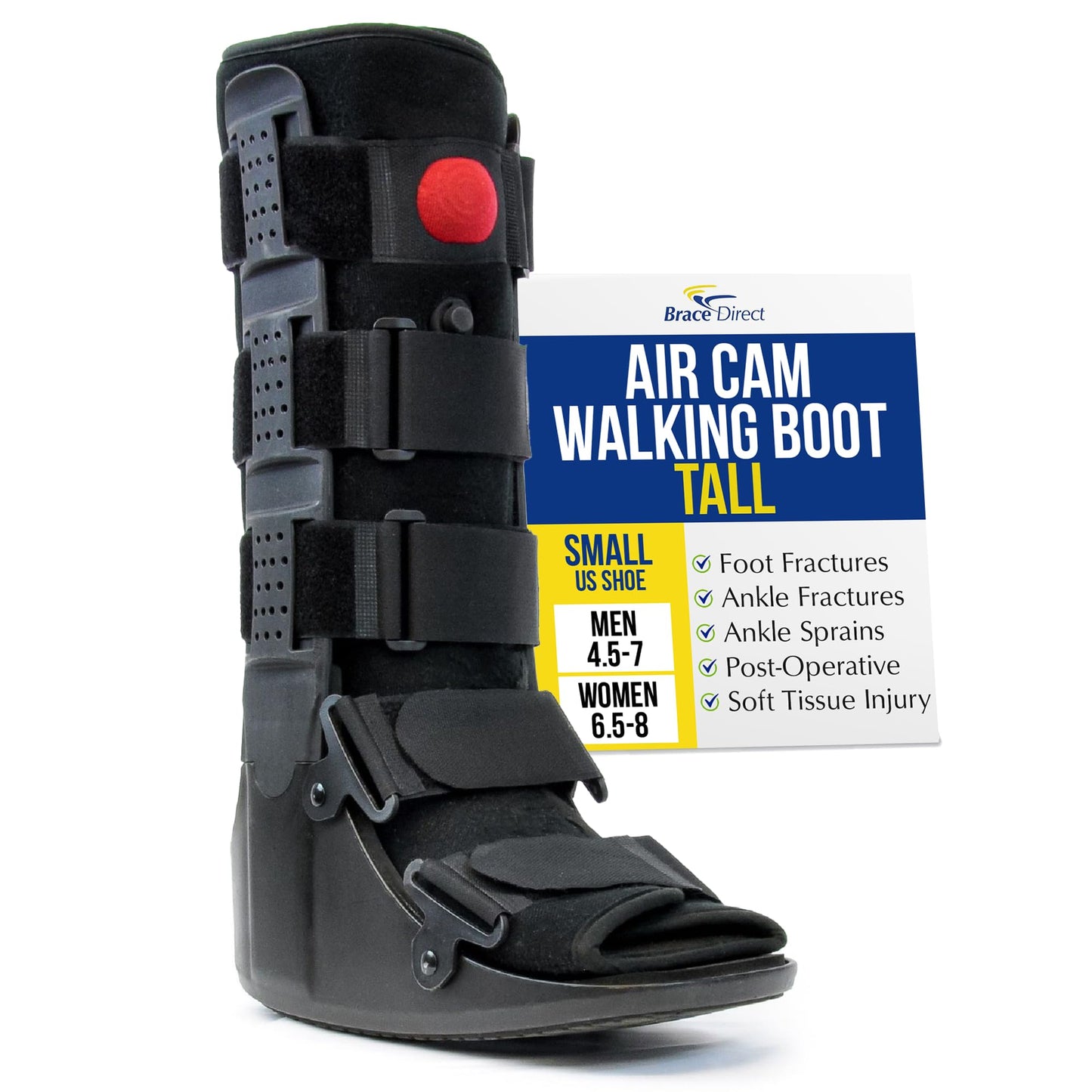 Brace Direct Tall Air CAM Walker Fracture Boot - Orthopedic Boot for Foot Fractures, Sprained Ankles & Surgery Recovery (Small - US Shoe Men 4.5-7 / Women 6.5-8)