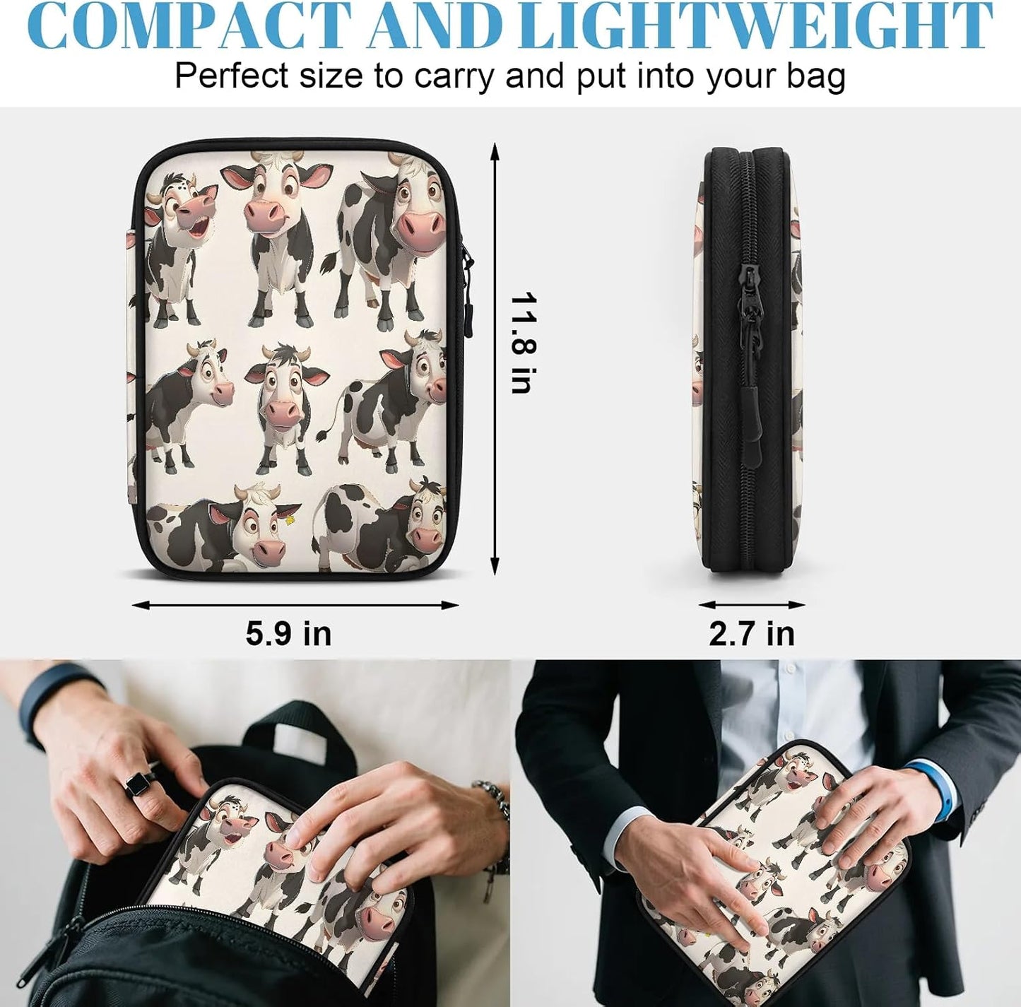 Milk Cow Travel Cable Organizer Pouch Electronic Cord Storage Bag Tech Accessories Carry Case for Charger, Cable