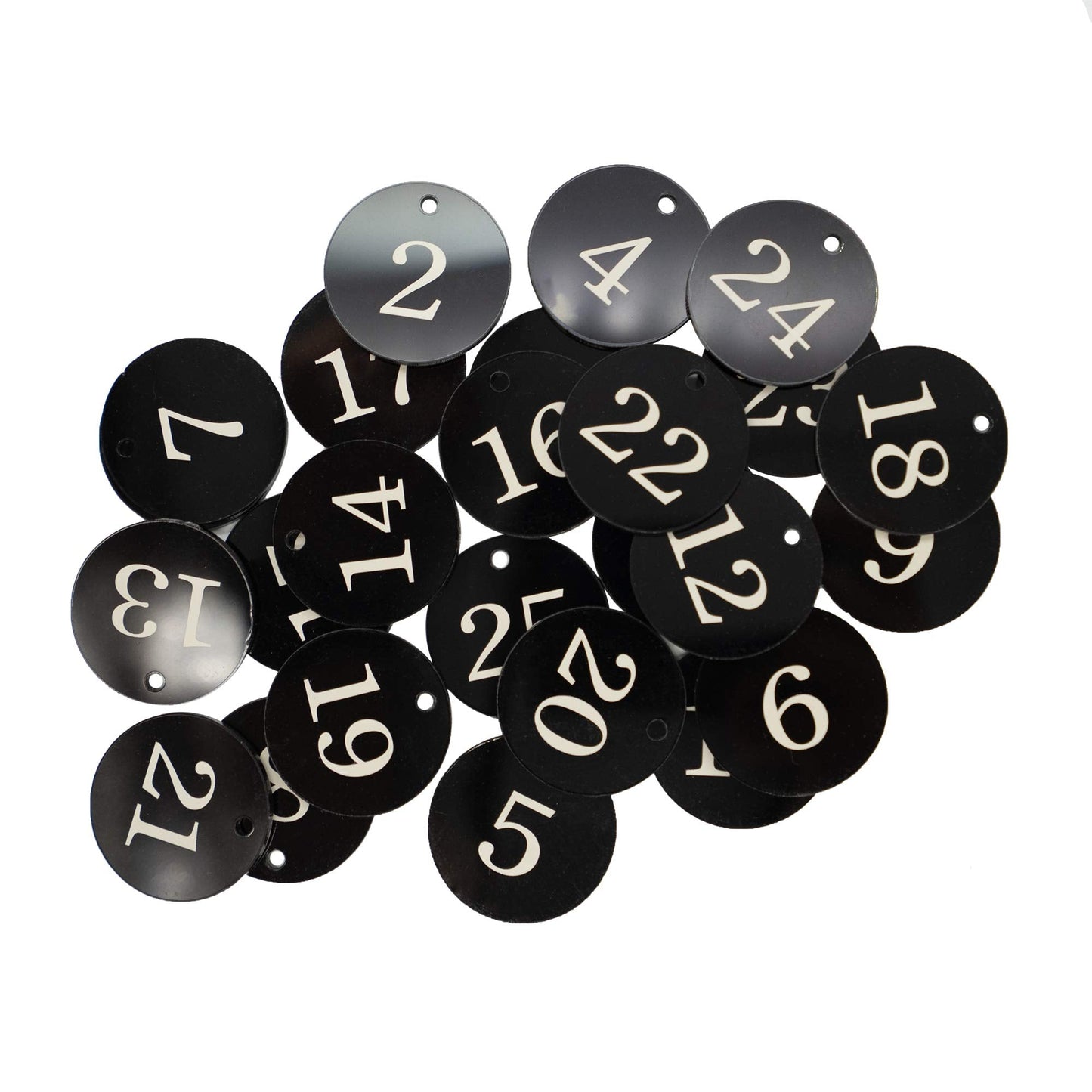 StayMax Acrylic ID Number Tags Key Tags with Key Rings Black (0-10)