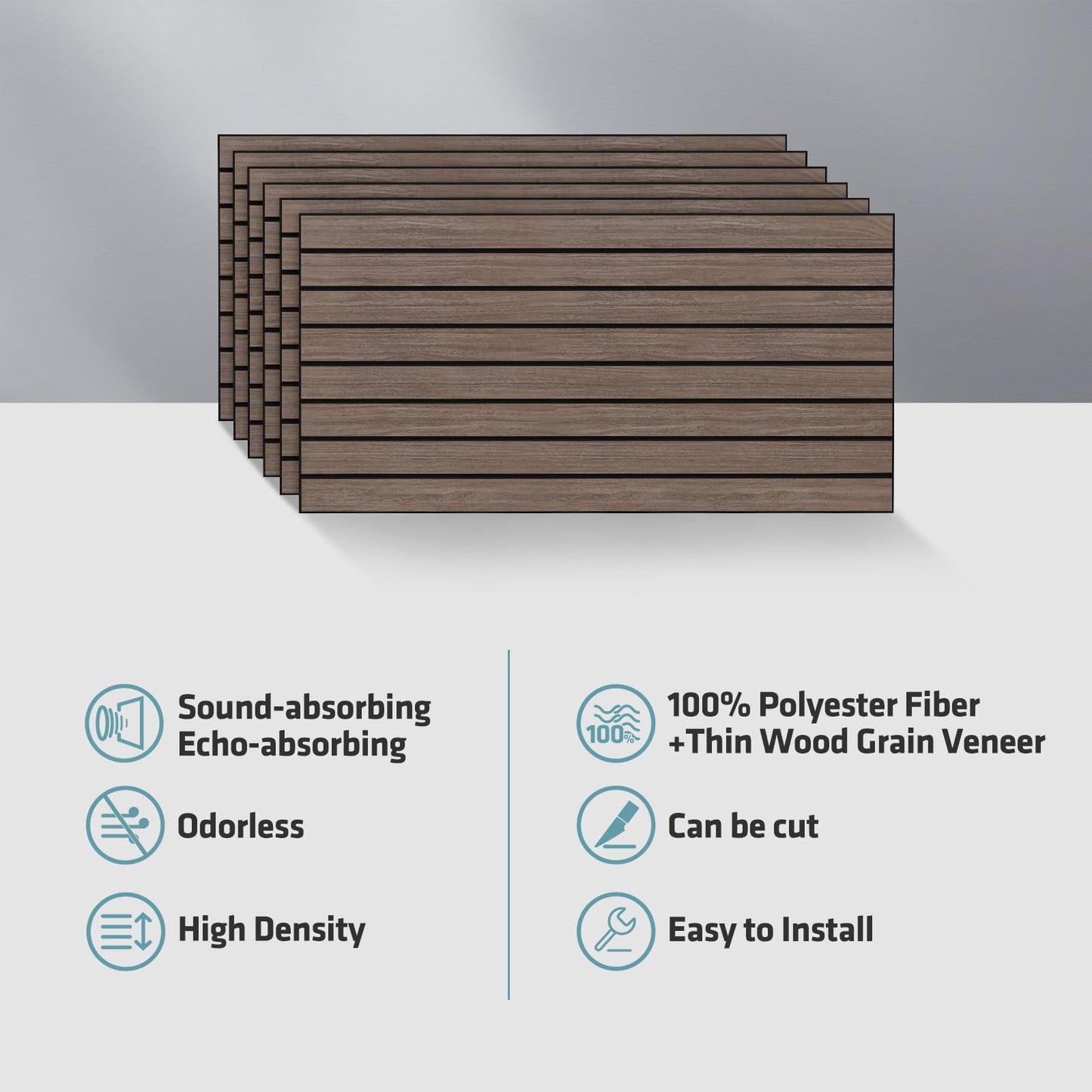 UMIACOUSTICS 6 Pcs 47.2 x 23.6 Inches Acoustic Panel, Decorative Sound Absorbing Wall Panel for Office,Home Theater,Studio,Natural-Walnut