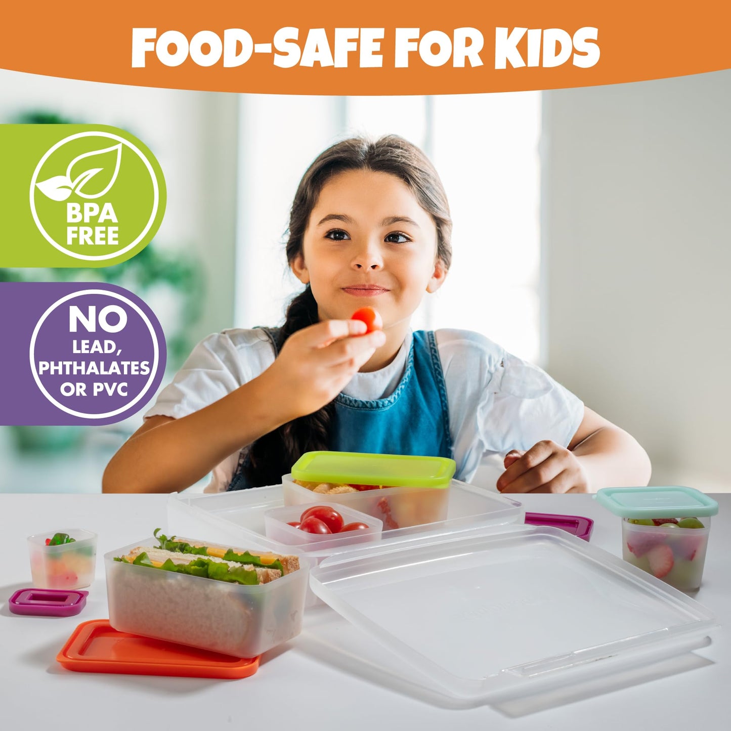 Bentology Bento Lunch Box Set w 5 Leakproof Made-to-Size Snack Containers & Built-In Utensil Holder- Meal Prep Made Easy w Reusable, Kid's Back to School or Office- Durable, BPA Free, Dishwasher Safe