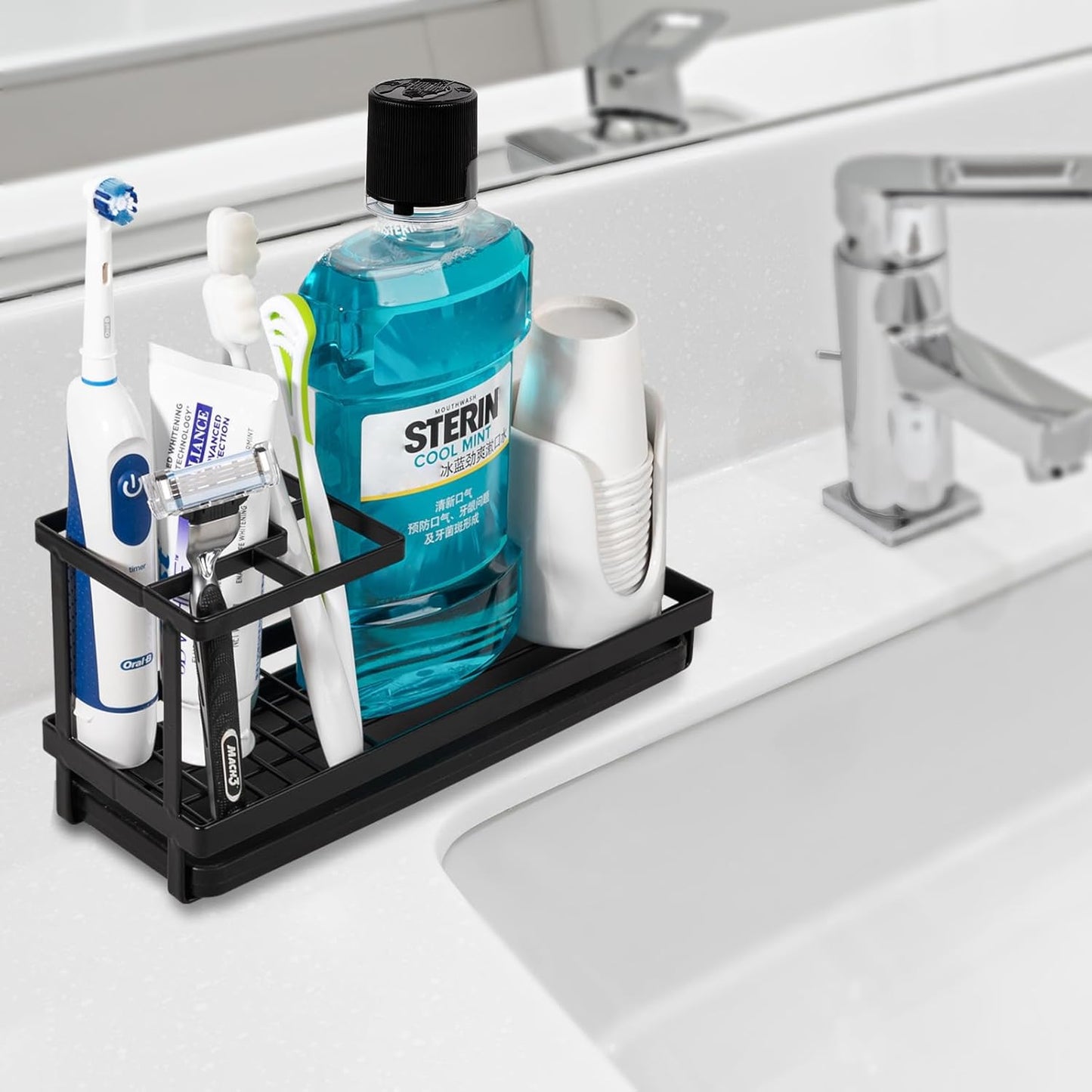 Skiennix Toothbrush Holder - Durable Carbon Steel Organizer for Electric Toothbrushes | Matte Black