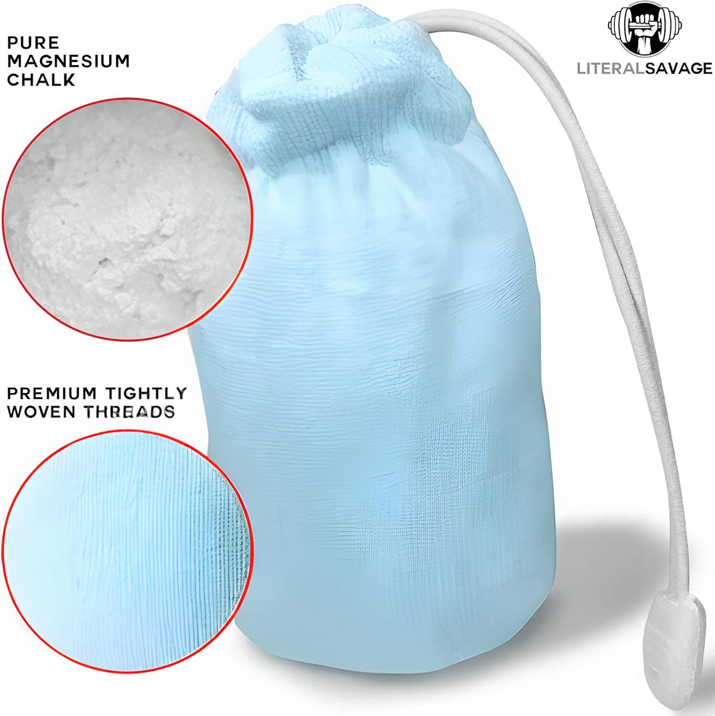 Literal Savage Climbing Chalk Ball – Refillable No Mess Chalk Ball with Pure Magnesium Carbonate for Rock Climbing, Weightlifting, Gymnastics & Crossfit – Dry Hands Better Grip – 2.3 oz - Blue