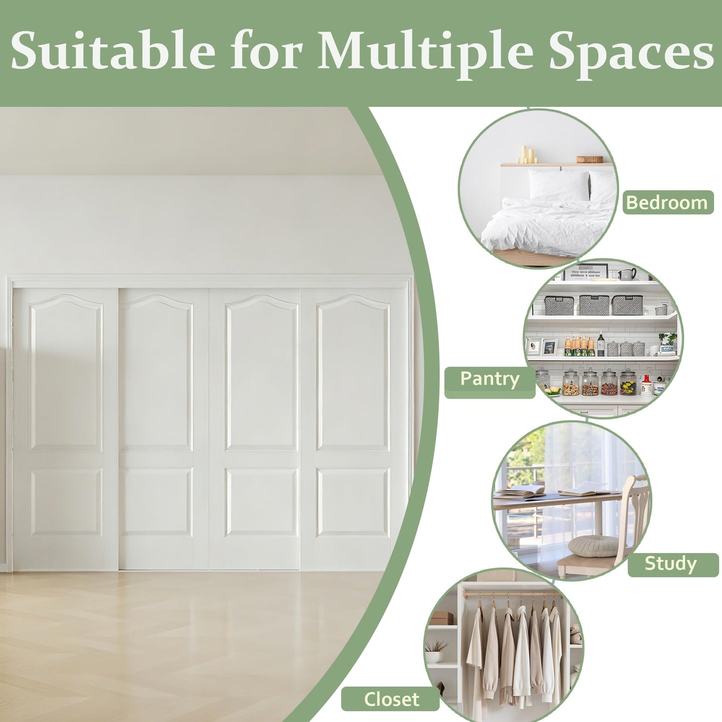 ARKHJEM Sliding Closet Door 96" x80", Raised Textured 2-Panel Hollow Core Bypass Closet Doors, Preassembled White Primed Paintable Door Panels with Top & Bottom Track Hardware Kit