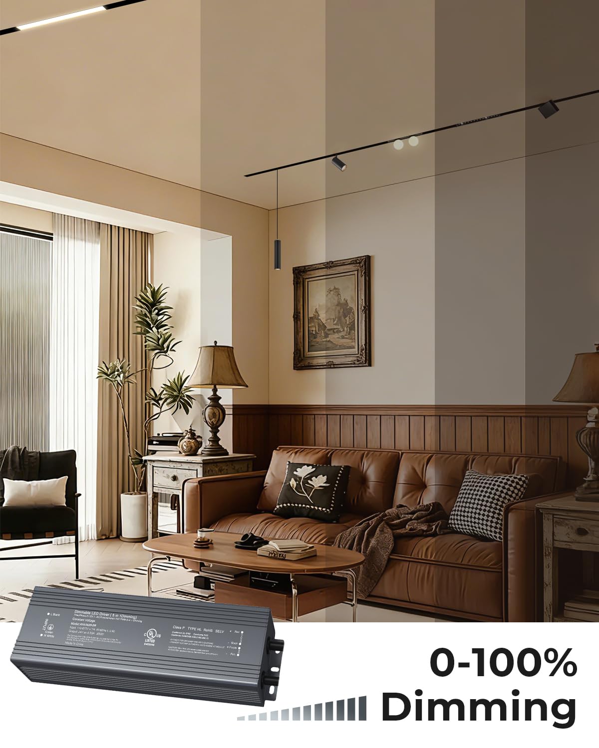 SCON 24V DC 200W LED Power Driver for Track Lighting System, TRIAC/ELV/0-10V/1-10V Dimmable Supply Transformer Converter Adaptor for LED Lights (Driver B for XTB106-24SD)