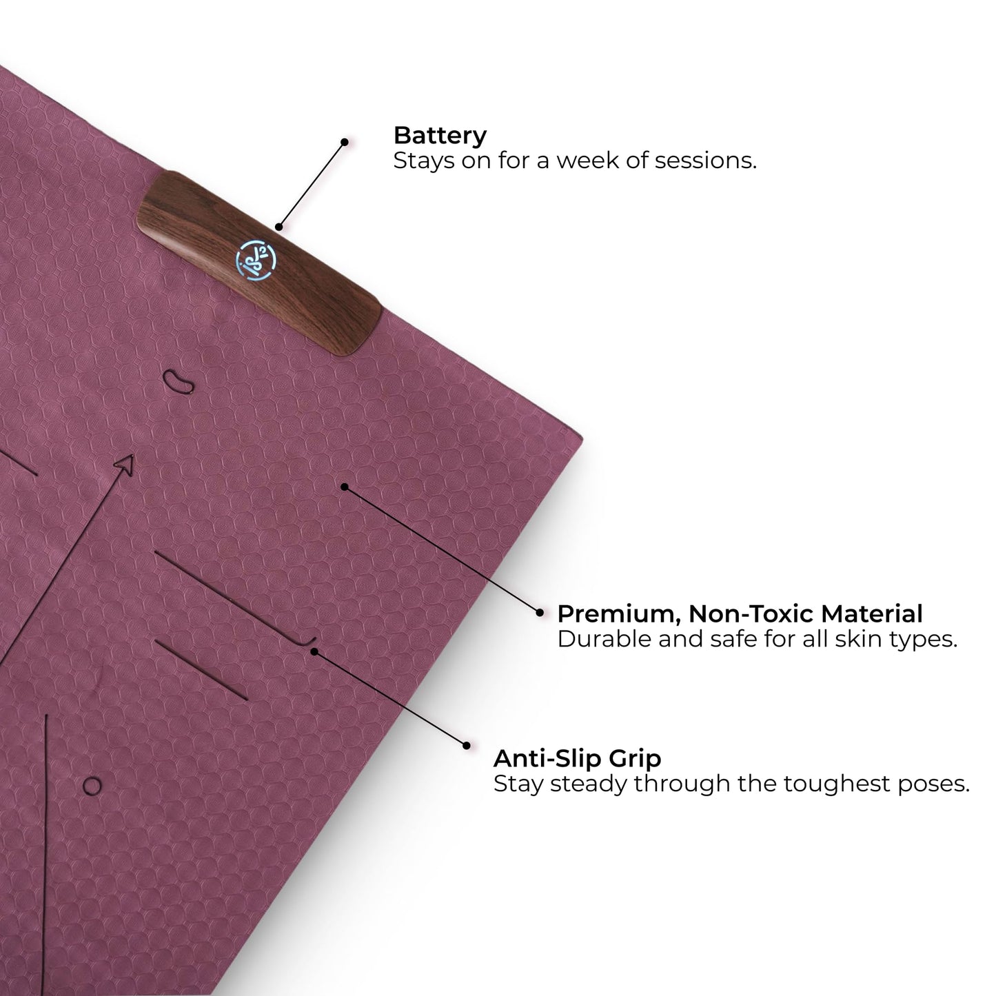 YogiFi Smart Mat Gen3 - Wine Red| AI Powered Yoga Mats For Home Workout | Lightweight Yoga Mats of 6mm | Real Time Tracking Exercise Mats For Men & Women