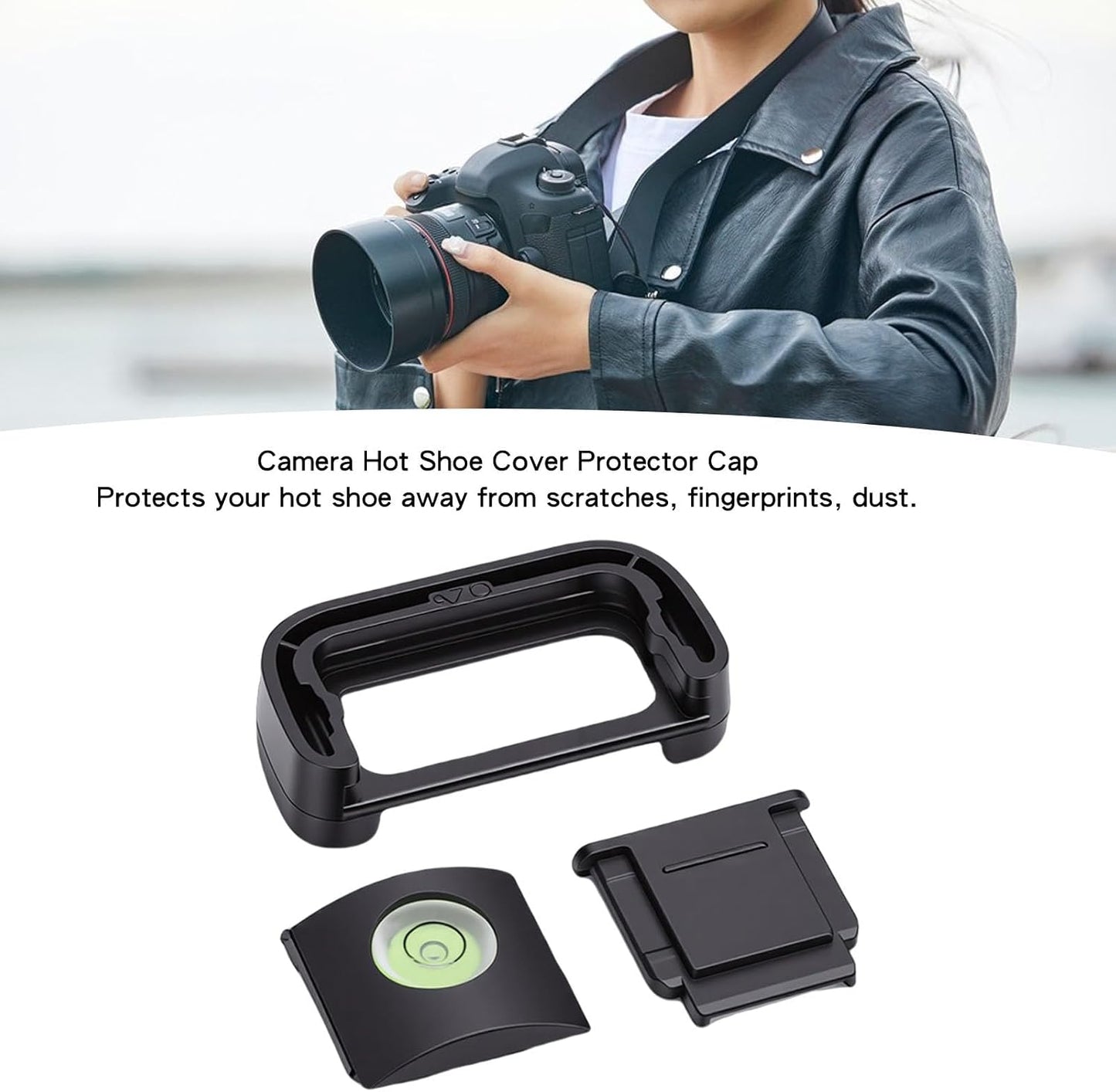 Camera Eyecup Viewfinder Eyepiece, Soft Silicone Eye Cup with Bubble Level and Hot Shoe Cover Protector for Mirrorless