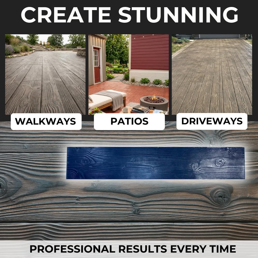 9" Natural Wood Concrete Stamps Mat - (48"x9"x3) Durable Polyurethane Rigid Stamp for Driveways, Walkways and Patios SM 5000/3
