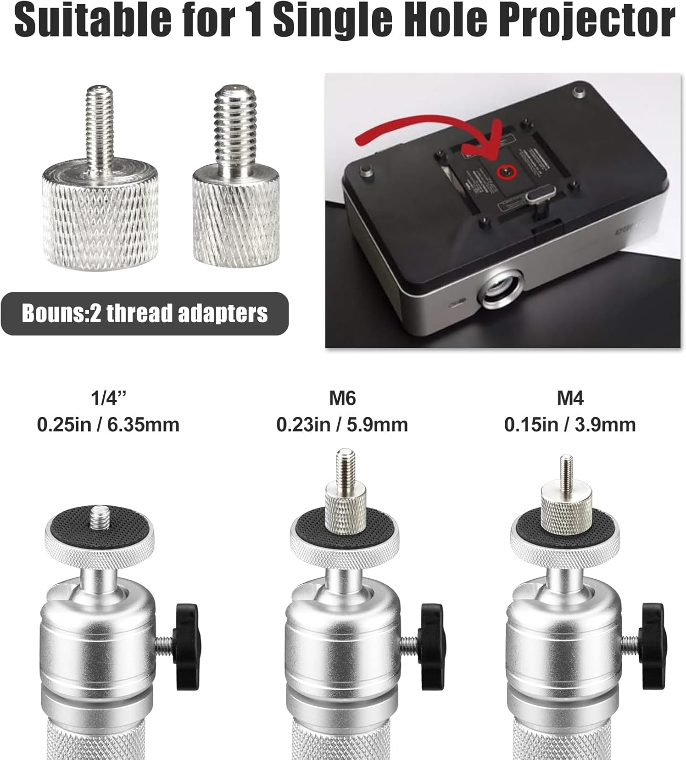2-Be-Best 16-25.6in 41-65cm Projector Ceiling Mount Adjustable Projector Mount Length / Swivel Projectors Holder
