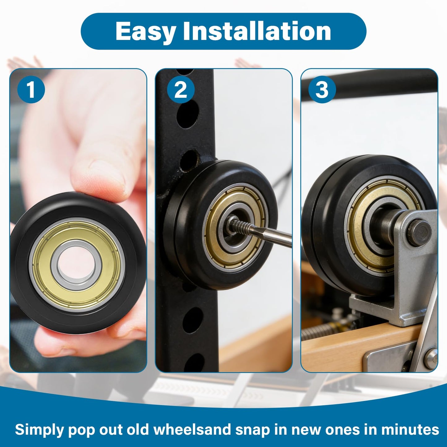 10 Pcs Replacement Roller Wheels for Aero Pilates Reformer Machines – Smooth, Quiet Glide, 32mm POM Wheels for Silent and Effortless Movement