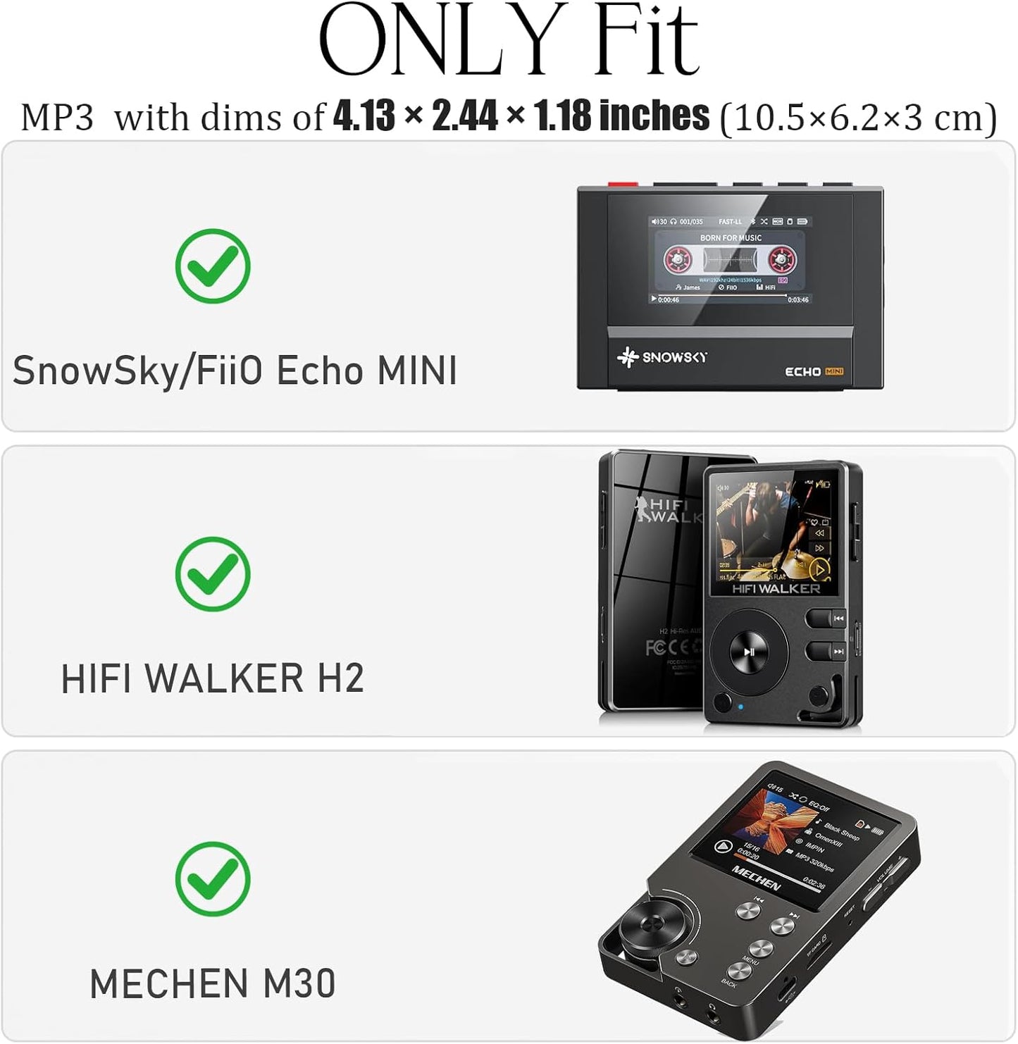 worfty H2/ F20/ M30 MP3 Carrying Case for HiFi Walker SnowSky/FiiO Echo MINI/Surfans MECHEN HiFi Music Player(Case