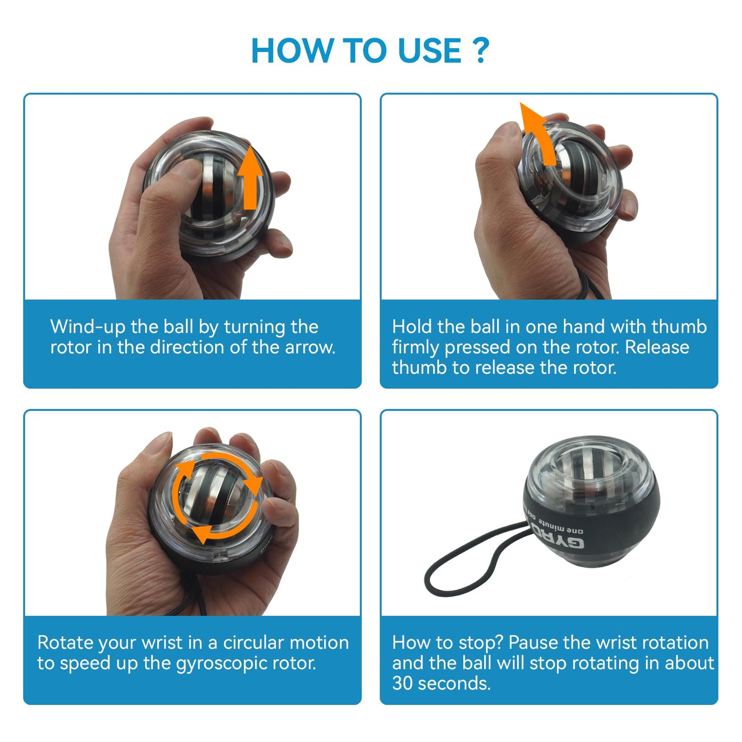 Gyro Ball Hand Exerciser & Power Ball Hand Exerciser Adjustable Resistance to Strengthen Fingers, Wrists, and Arms - Includes a Digital Counter for Stronger Wrist Bones and Muscle