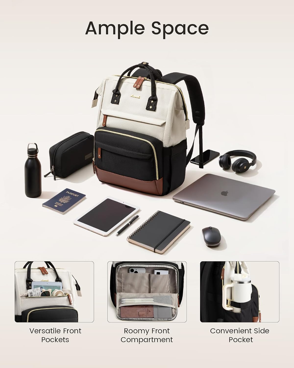 Backpack 15.6 Inch Backpacks Daypack LOVEVOOK Laptop for Women, Work Business Purse With Large Capacity, Waterproof