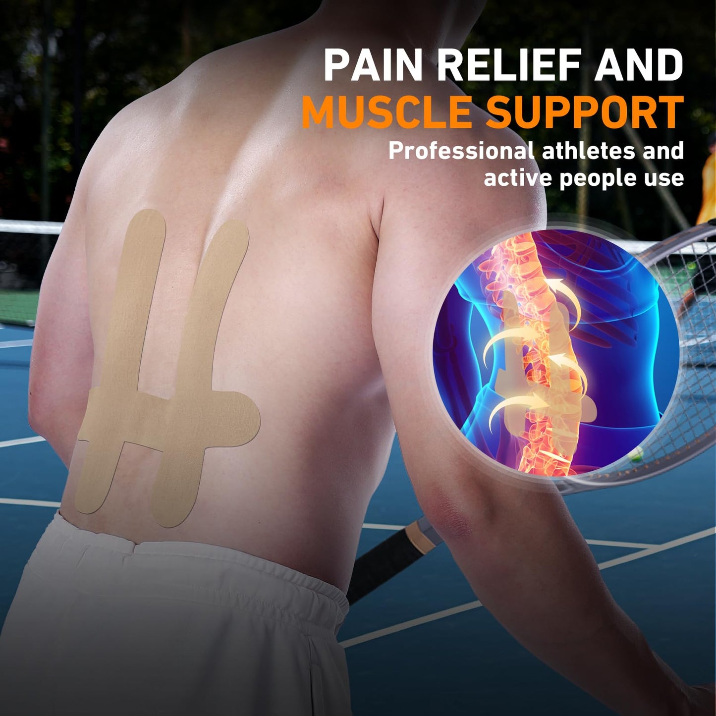 PreCut Kinesiology Tape for Lower Back, 12PCS Kinesiology Tape Precut for Lower Back, KTQUICK Original Cotton Waterproof&Breathable Latex-Free, Enhance Elastic Athletic Tape for Support Muscle(Beige)