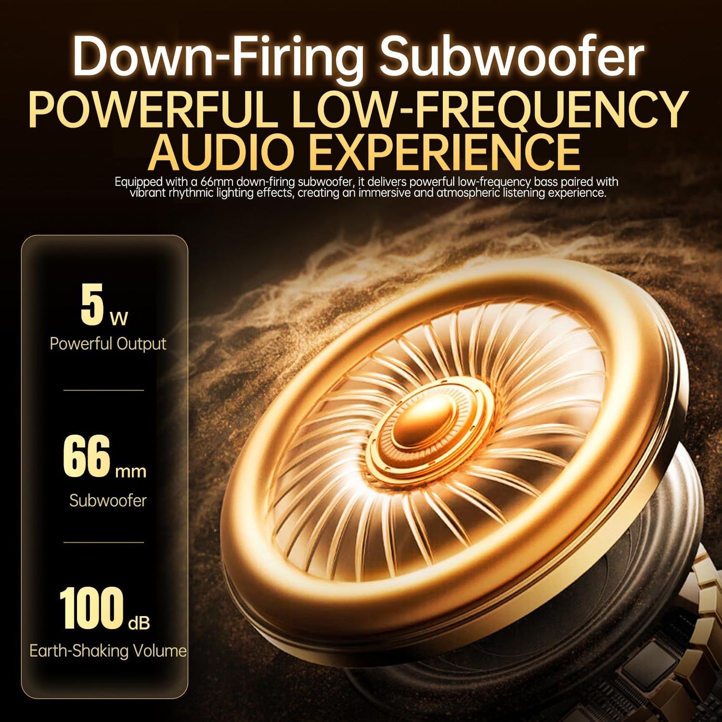 AOBOO 360-Degree 24-Hour Bluetooth Wireless Speaker Subwoofer Bass, Stereo Surround, Music Rhythm Lighting Atmosphere
