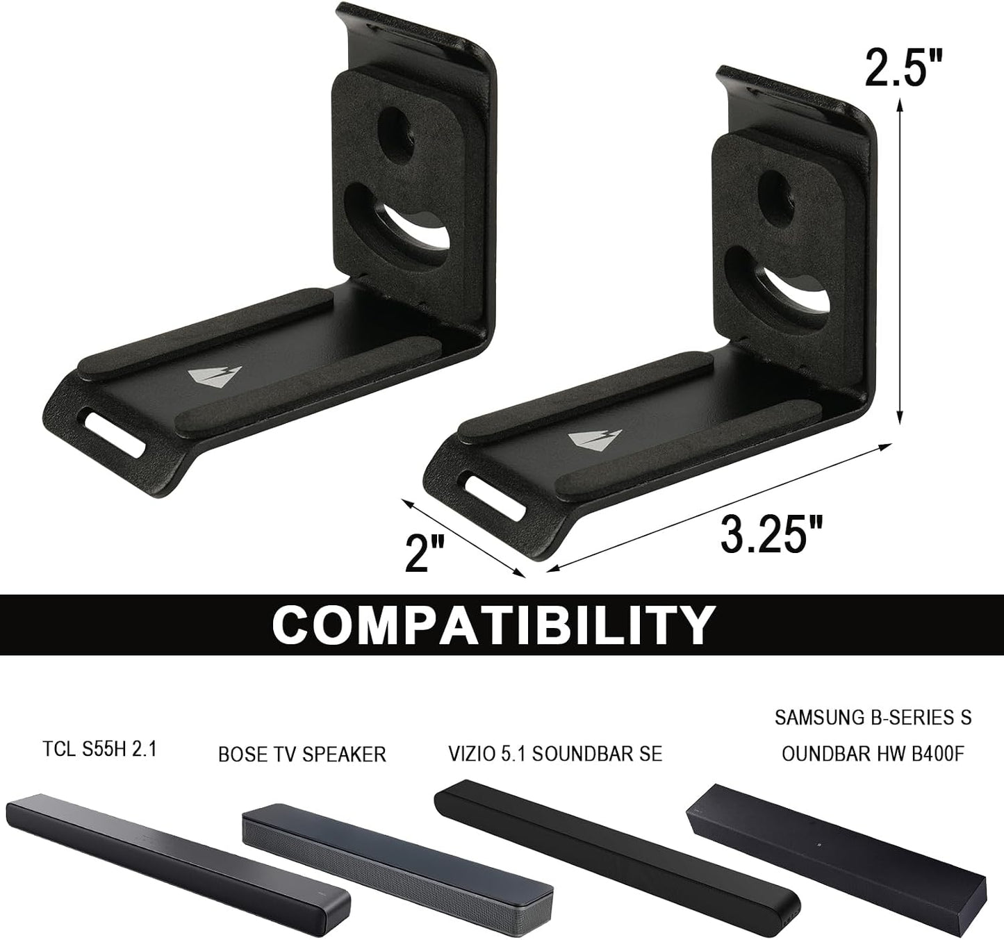 TXEsign Soundbar Wall Mount for JBL, Bose, Samsung, Vizio, Sony Sound bar with Hook and Loop Straps Metal Sound Bar