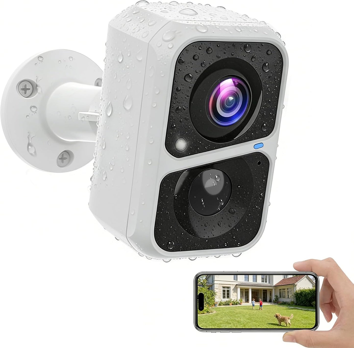 VKfoy 2K 2-Way IP65 Vicohome Wireless Battery-Powered WiFi Security Camera, Outdoor/Indoor with AI Motion Detection