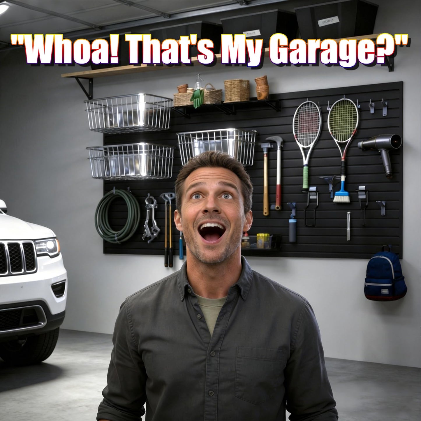 2026 Garage Organization: PVC Slatwall Panels 4x8 ft – Garage Storage Wall System, Heavy Duty Tool Organizer Wall Mount, Waterproof Garage Wall Panels, Easy DIY Install with 3 Hooks (8 Pack of 1x4ft)