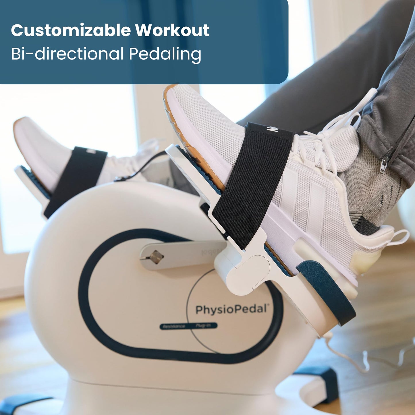 Nobol PhysioPedal® Motorized Under Desk Exercise Bike for Seniors & Adults – Electric Pedal Exerciser with Remote, Adjustable Speeds & Resistance, LED Display, Portable Seated Leg & Arm Pedaler