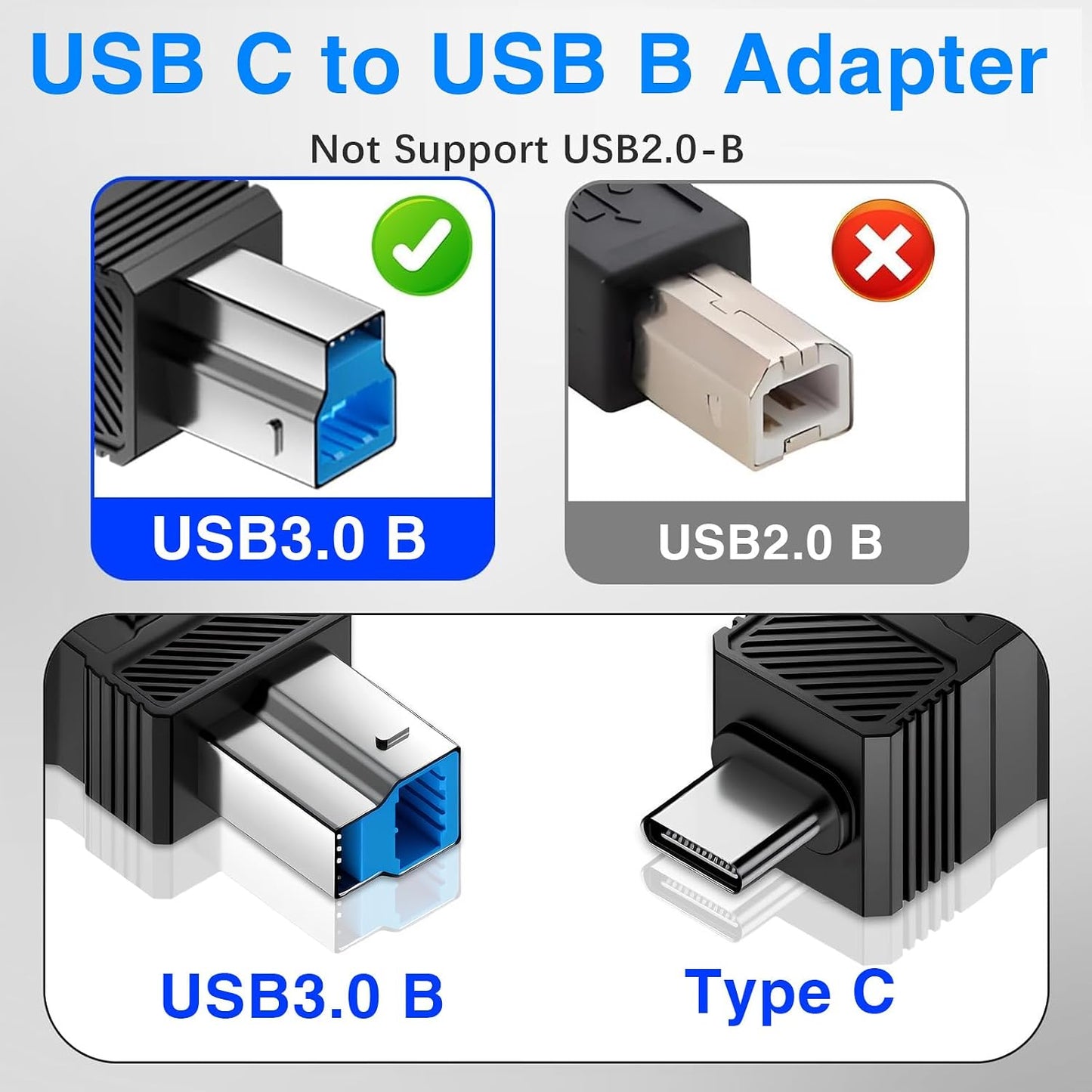 Duttek 2 Pack USB C to USB Type B Converter, USB C Male to Printer Male Adapter for Audio Devices/External Hard