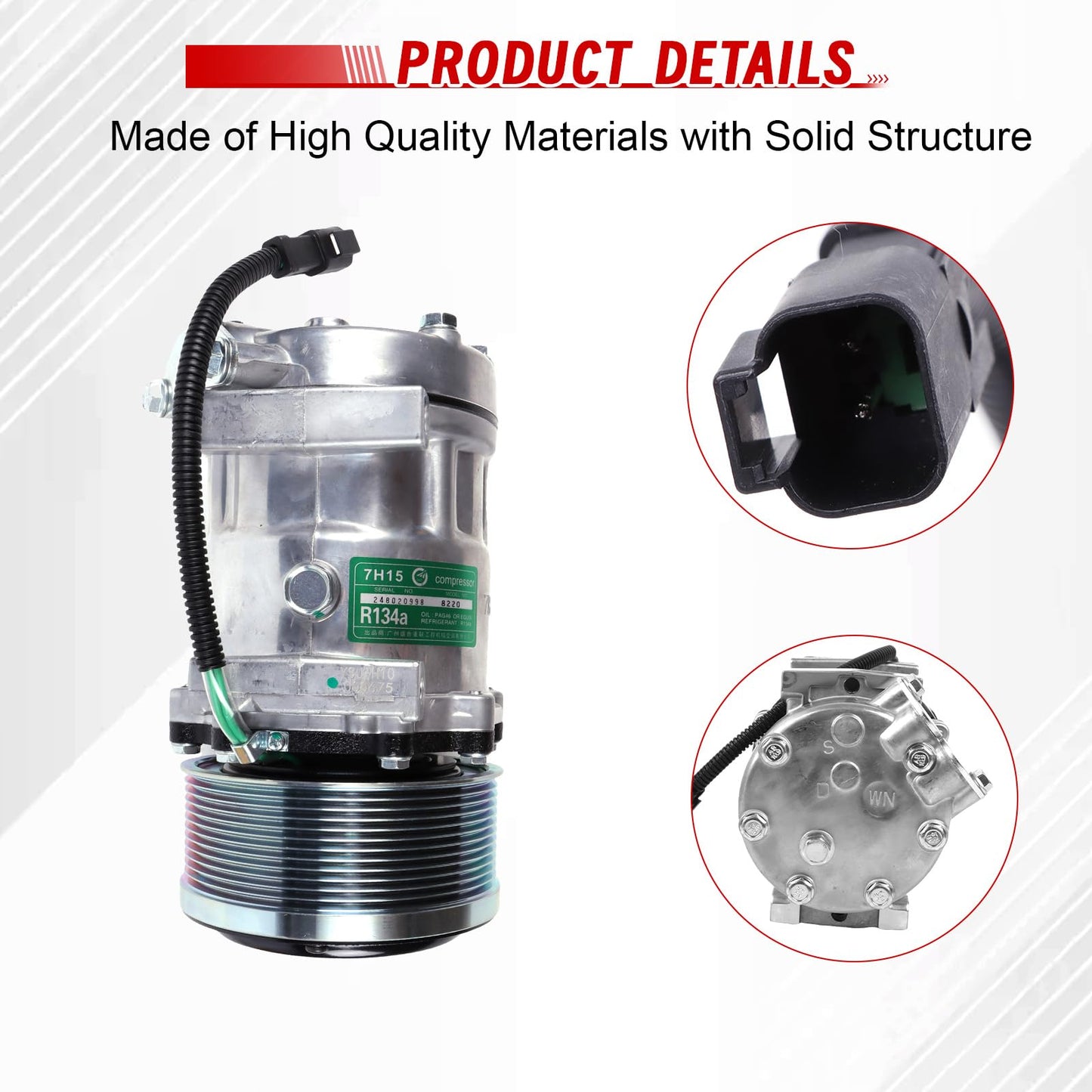 Worldthump AC Compressor, E320D2 372-9295 3729295 Air Conditioning Compressor Replacement for Caterpillar Excavator 320E 320D 329E 324E 320D2 323D2 329E 323F 330F