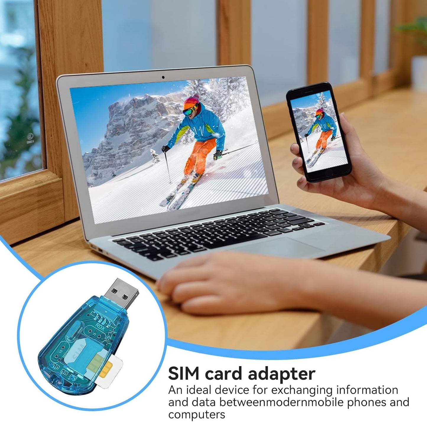 Beufee 2Pcs SIM Card Adapter, Clone Cards Card Reader Writer Copy Clone Writer SIM Card Reader with CD