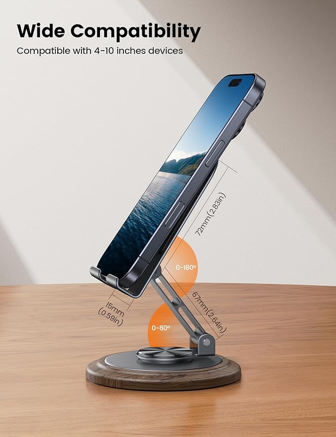 Lamicall Grey Phone Holder, Desk Accessories for Men - Gifts for Fathers Day for Teens, Boys, Girls, Adults & Men Simulated Wood Grain Cell Phone Holder, Office Gaming Decor, 4-10” Phones, Switch