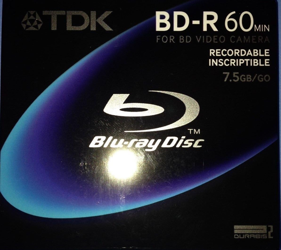 TDK BD-R75A 60 7.5gb Minute Single Recordable Blank Blu-ray Disk for BD Video Cameras and Camcorders