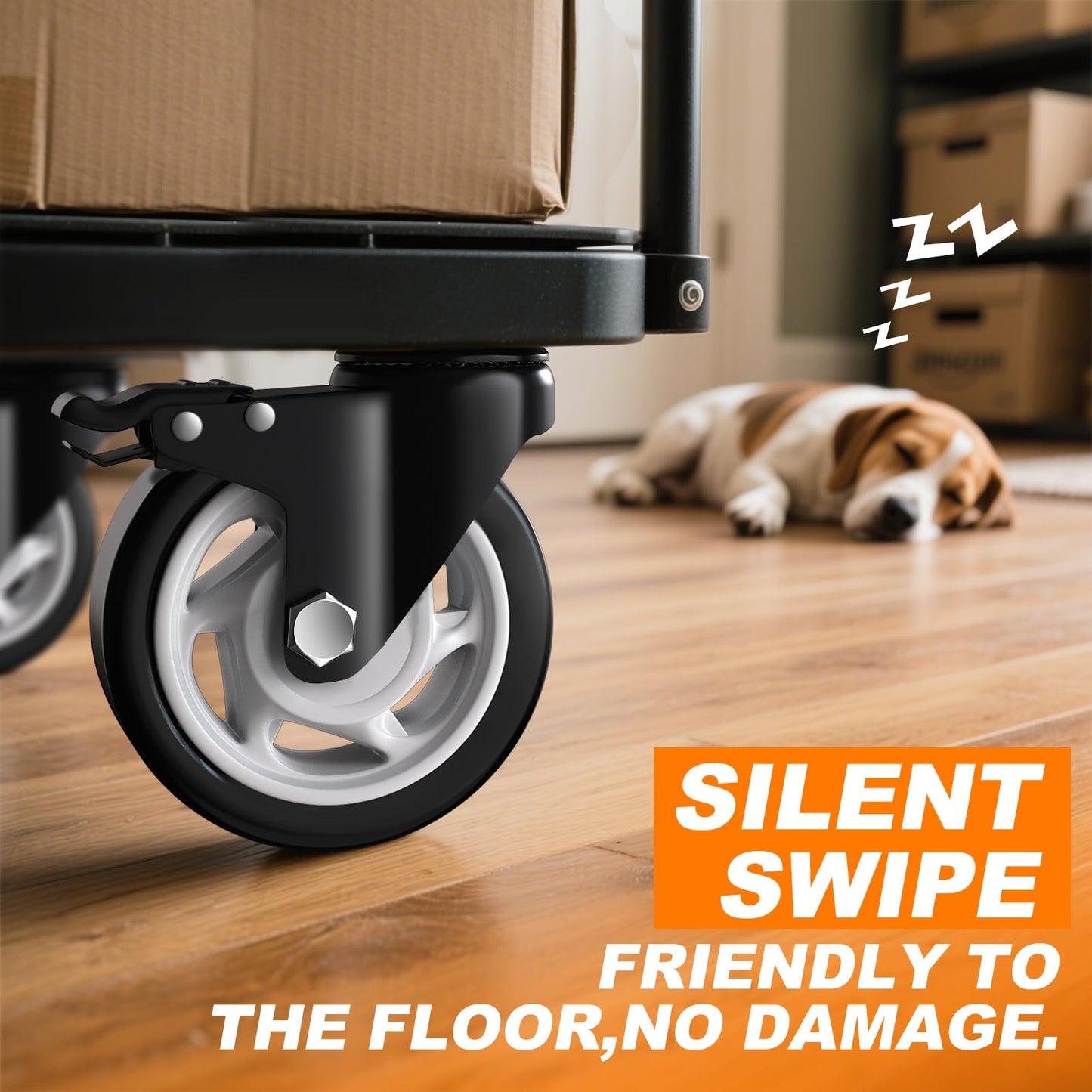 5 Inch Heavy Duty Casters, 2600lbs Capacity (Set of 4) - Industrial Swivel Caster Wheels with Brakes for Workbenches, Carts & Furniture - Floor Protecting & Quiet Roll