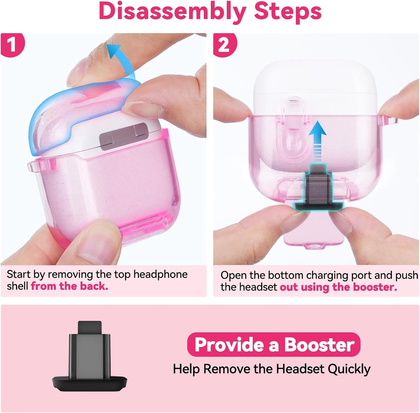 Skyconser 4 Clear Case for AirPods Case Cover with Safety Lock,Soft TPU Cover with Phone Stand & Cleaning Kit,Cute
