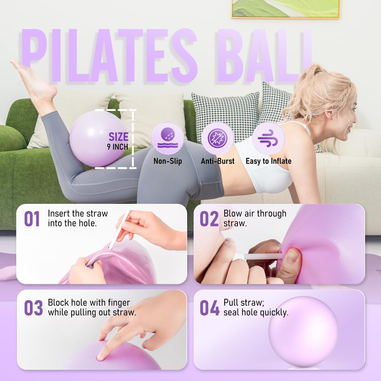 Pilates Ring Kit for Women, Pilates Equipment – 14.5" Home Magic Circle Workout with Pilates Ball, Resistance Bands, Better me Pilates Essentials Starter Set for Beginners Toning Shape Full Body