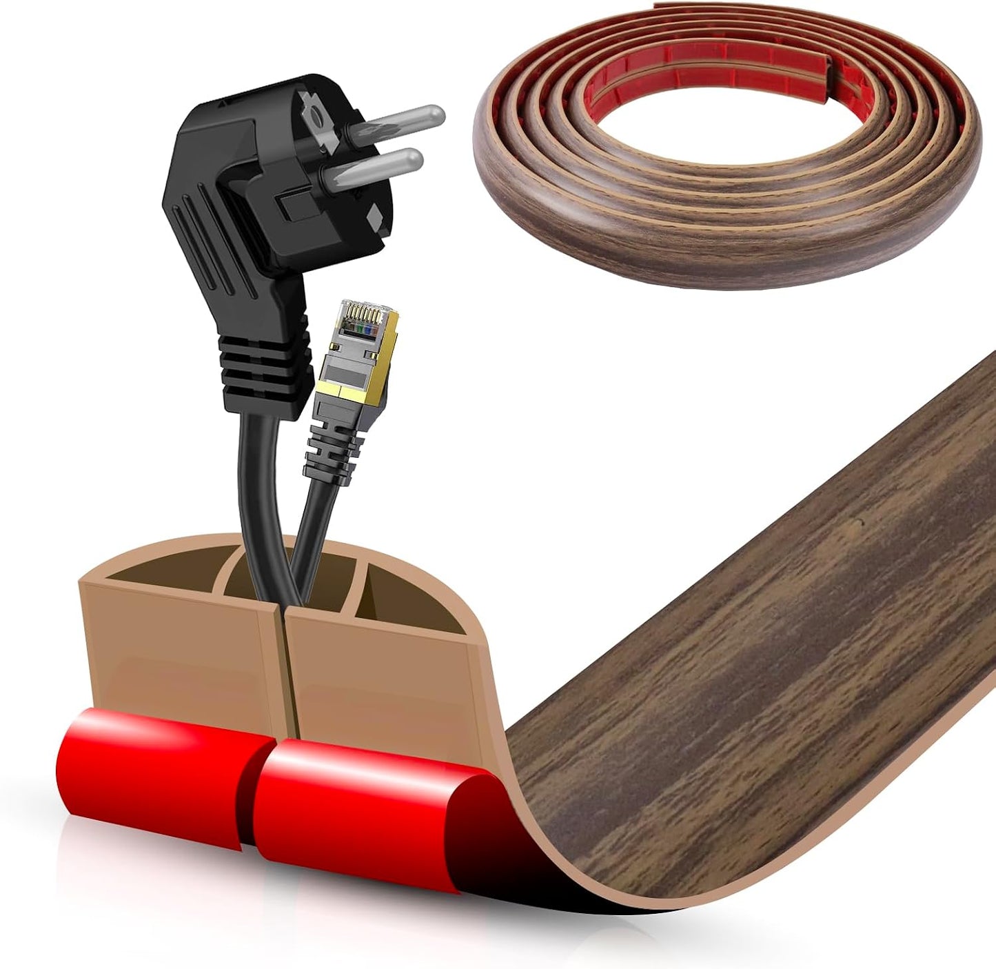 DBHXXMB-HH Hider,10FT Cavity:0.47"(W) 0.35"(H) Floor Cord Cover Self Adhesive Cord Cable Management, Extension Strip