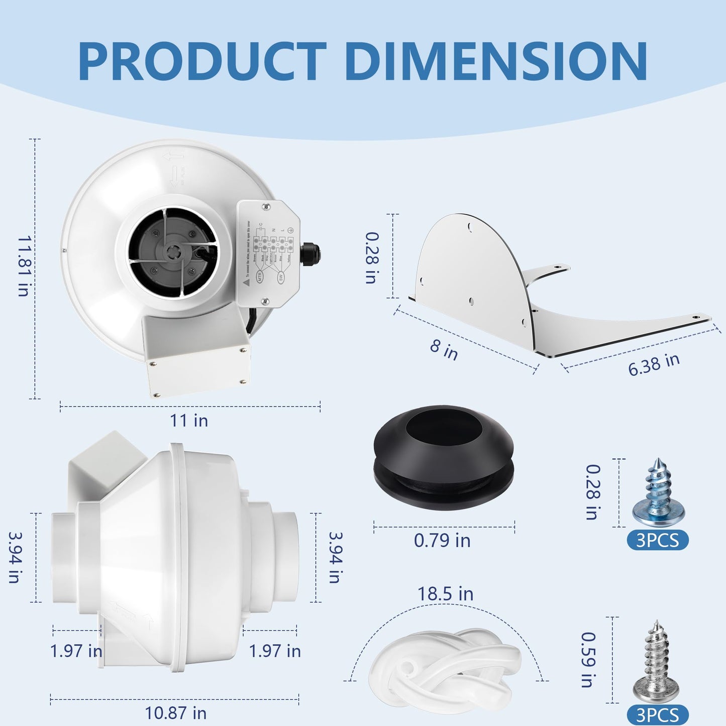 4 Inch Dryer Booster Fan with Pressure Switch for Auto-Activation, 167 CFM Dryer Vent Booster Fan with Plug, Compatible Replacement for DBF 110, Helps Shorten Drying Time & Reduce Lint Buildup
