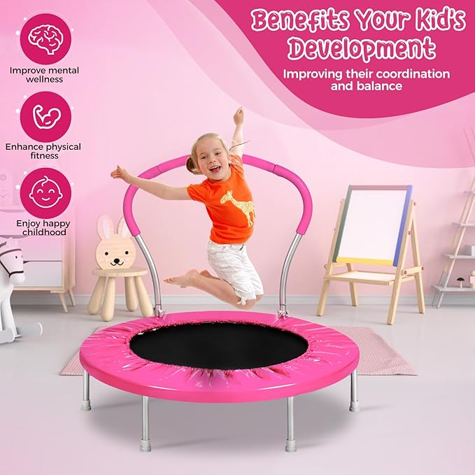 Mini Trampoline for Kids, Indoor Toddler Trampoline with Handle, Child Small Rebounder Trampoline for Indoor and Outdoor Use