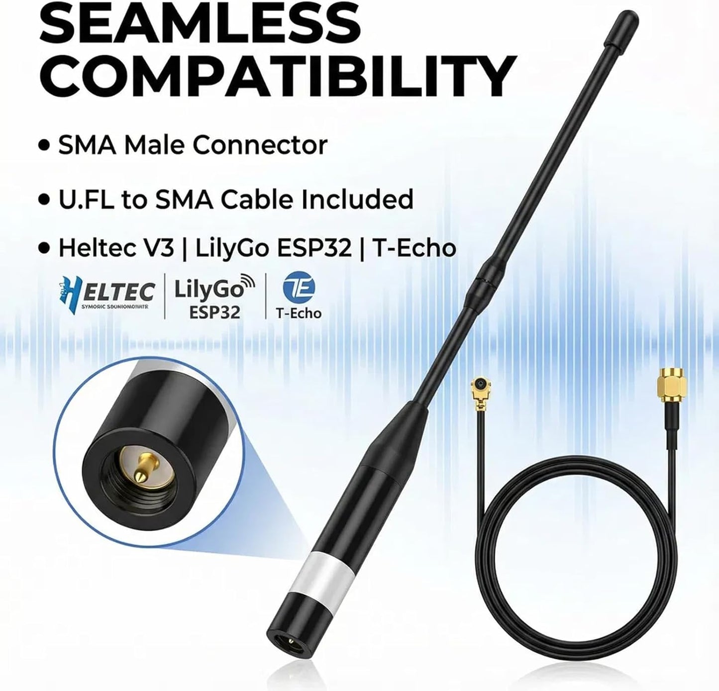 Meshnology 915MHz 10dBi 40cm V3 V4 32 (2PCS,Black) Meshtastic LoRa Antenna High Gain, Long Range SMA Male Omni Whip