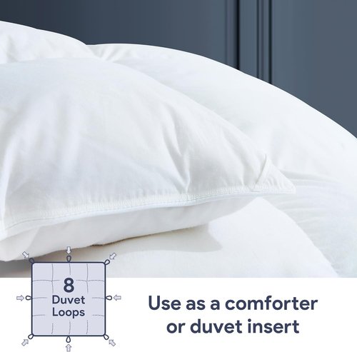 Maple&Stone Queen Size Feather Down Comforter - Ultra Soft 100% Cotton Cover | All Season Fluffy Duvet Insert 90 x 90 Inches