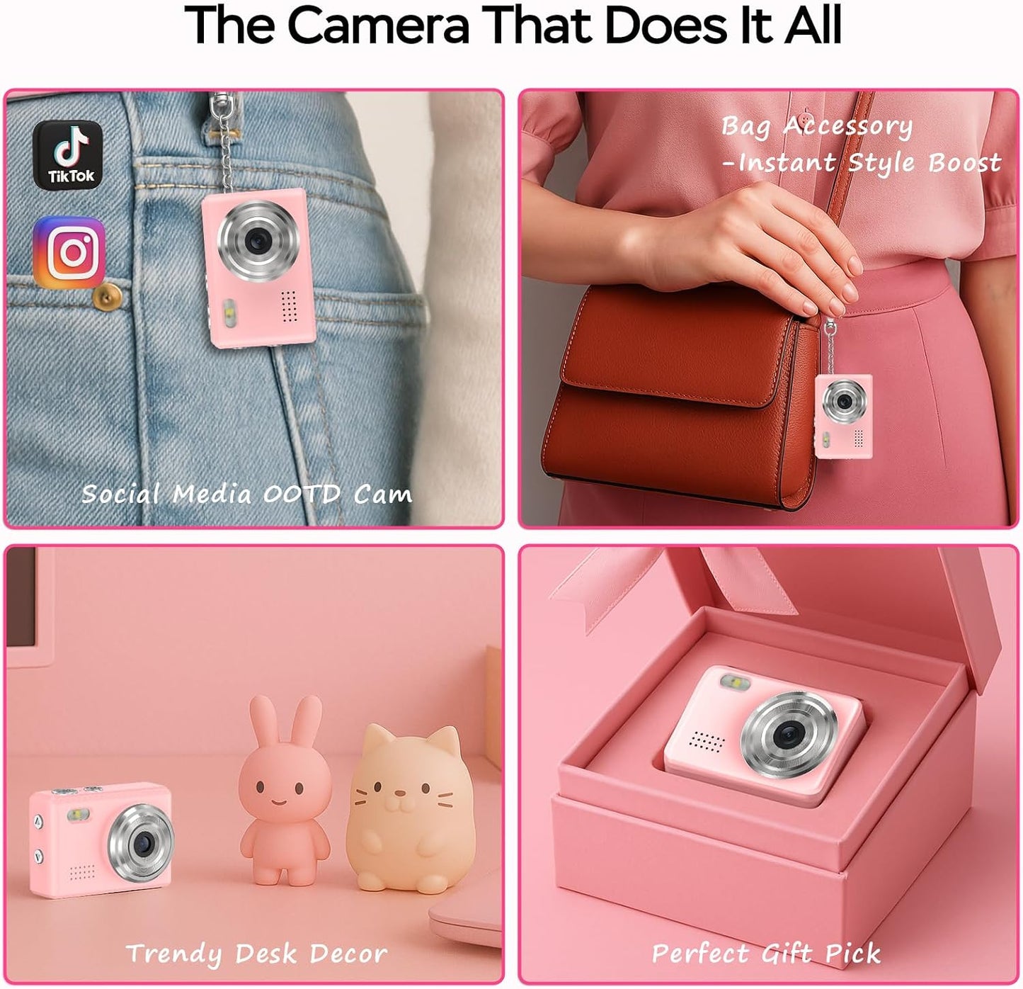 Dienspeak 1080P 64GB 0.96" Mini Camera HD Video Recorder Keychain Digital Camcorder with Card, HD Display, Long Battery