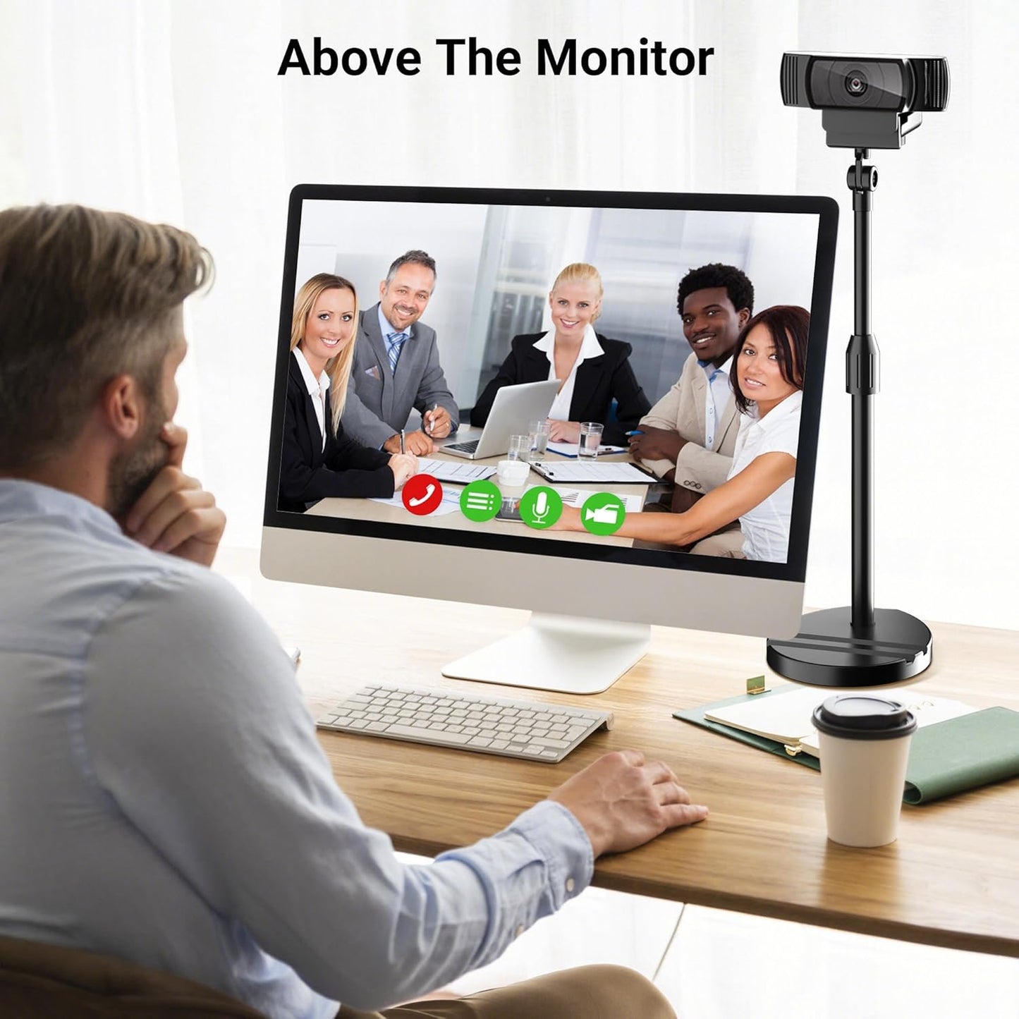 LenTok C922 C930e C920S C920 C615 C960 C920x 4K, 1/4'' Telescopic Webcam Tripod Stand for Desk with Phone Holder