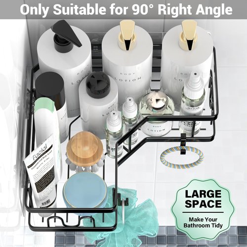 AKTECKE Corner Shower Caddy | Stainless Steel Adhesive Organizer - Rustproof 3-Pack No Drilling Shelf
