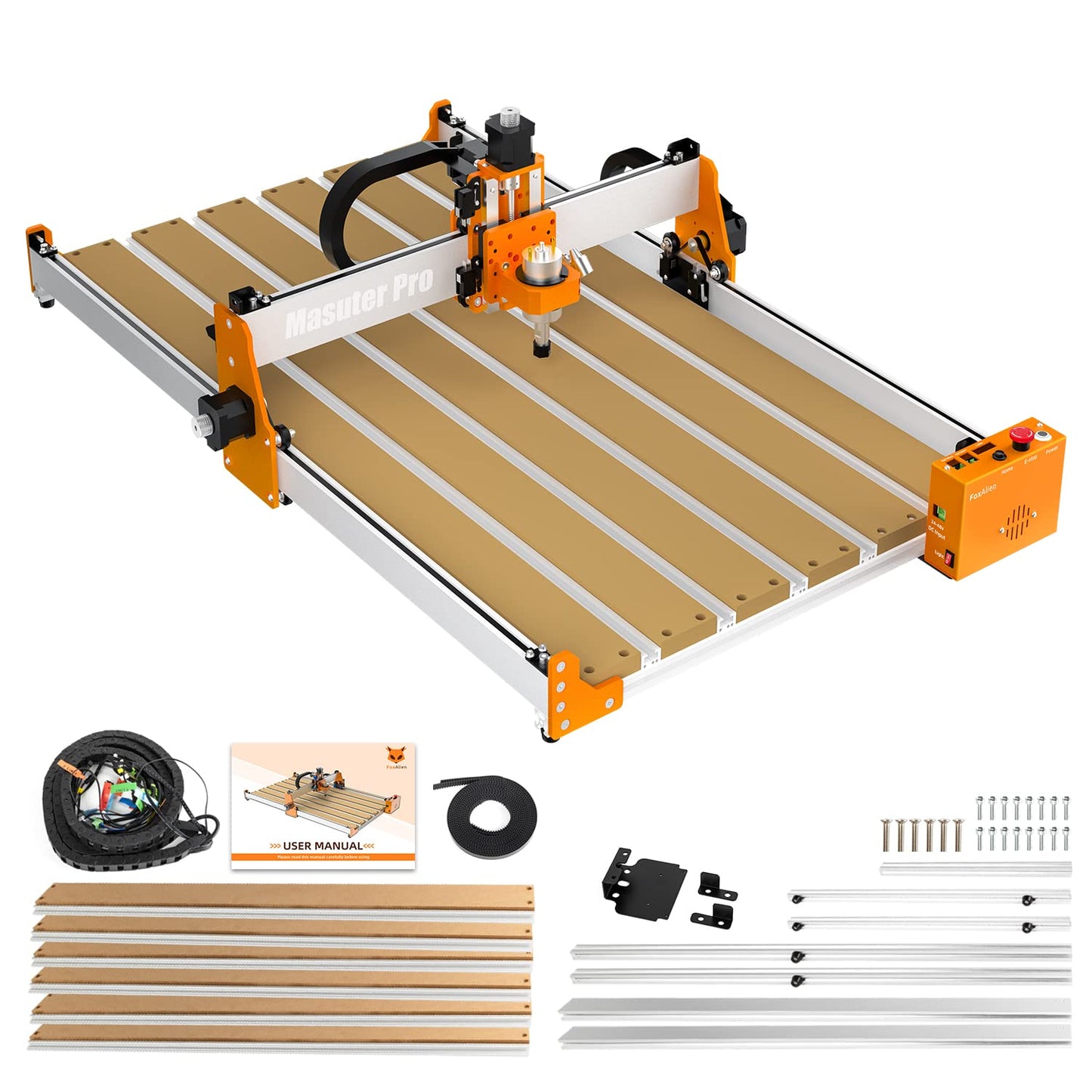 FoxAlien 4080 Y-axis Extension Kit for Masuter Pro, with Upgraded T-slot Hybrid Spoilboard CNC Router Machine Working Area Extend (15.75" x 31.5", X-Y)